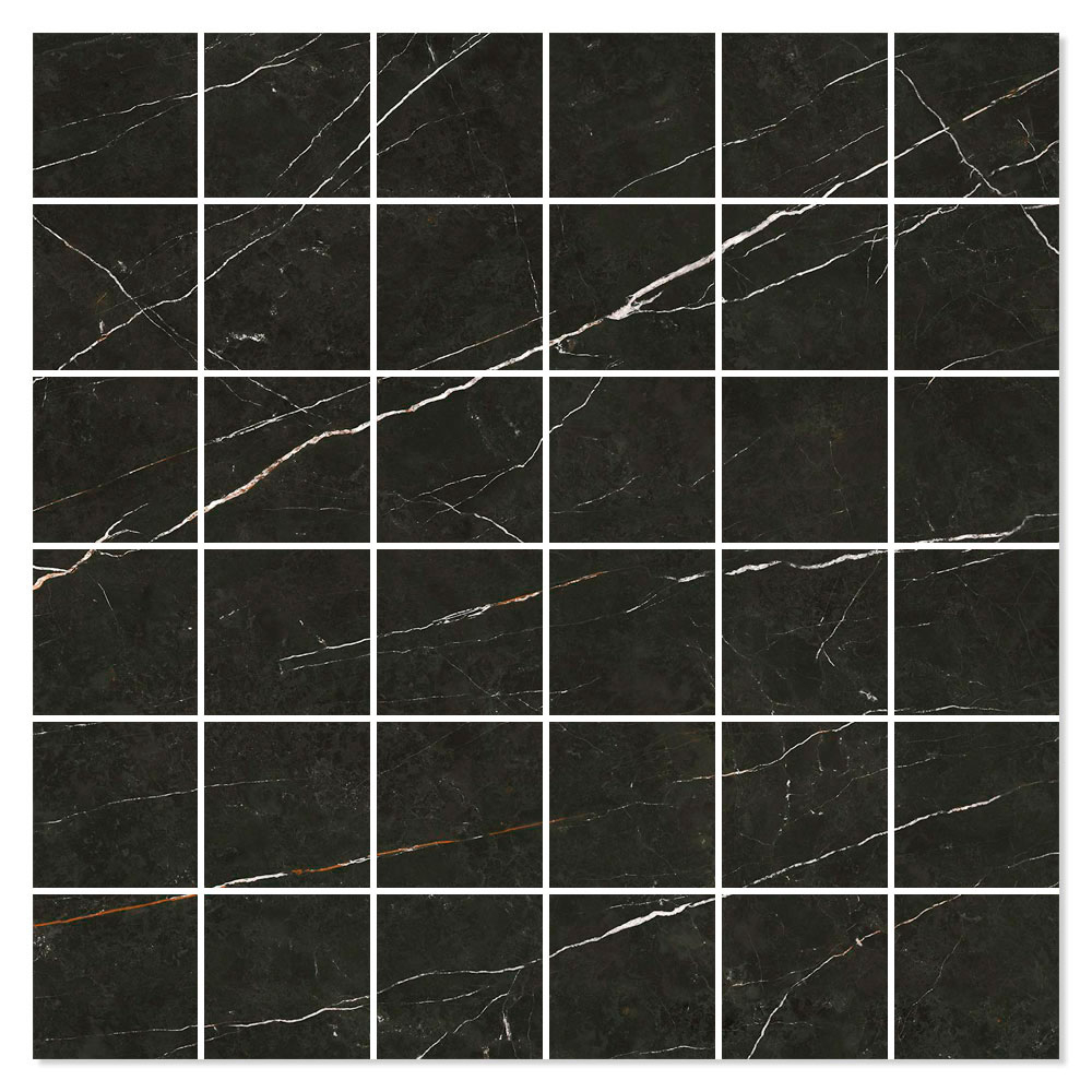 Mosaikkflis Prestige Svart Polert 30x30 (5x5) cm
